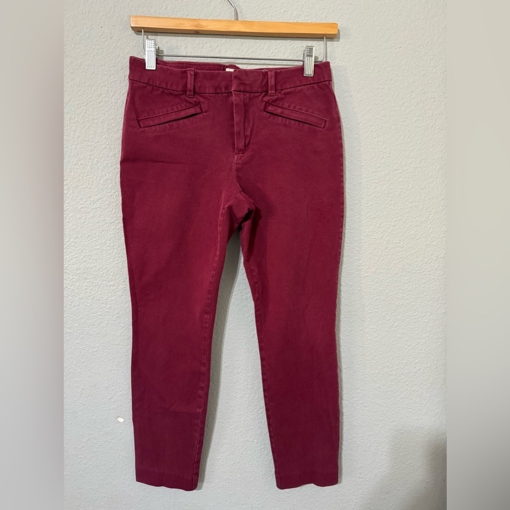 GAP Women Burgundy Skinny Ankle Formal Stretchy Casual Pants Size‎ 4 R
